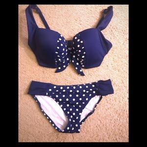 Navy blue polka dot bikini